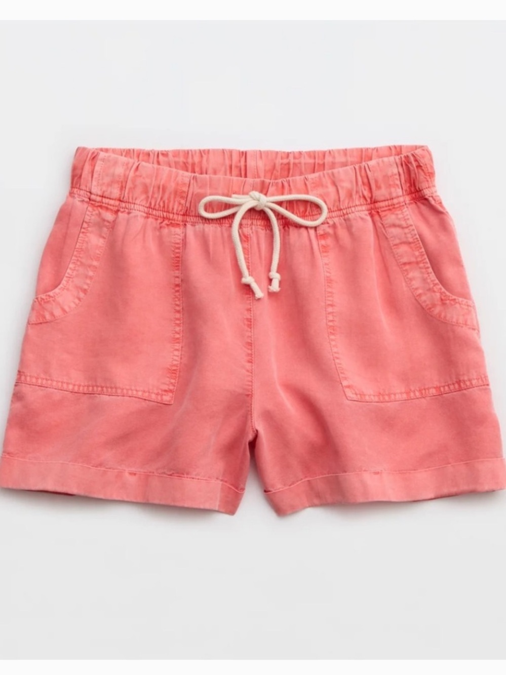 aerie Spicy Coral Drawstring Cotton Shorts, NWT, Large - Picture 3 of 6